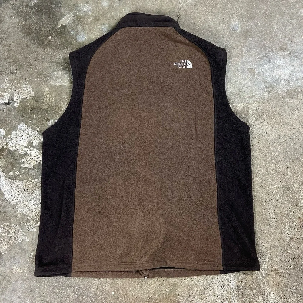The North Face Khumbu Fleece Vest Size XL Brown Colorblock Fullzip Outdoor Wear